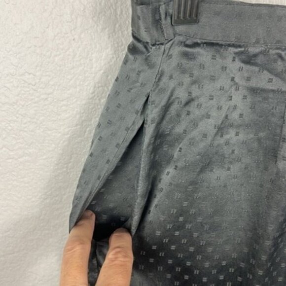 Galadriel Silk Slacks High Rise Swiss Dot Ankle Length Straight-Leg Grey Pants M - Picture 4 of 14